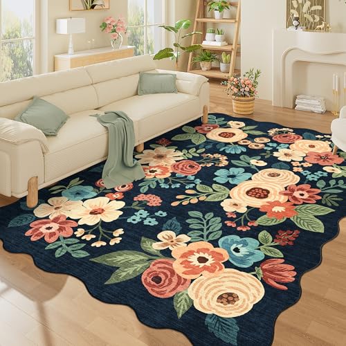 5x7 Area Rugs for Bedroom (Navy Blue (Big) / 5' x 7' (Rectangular))