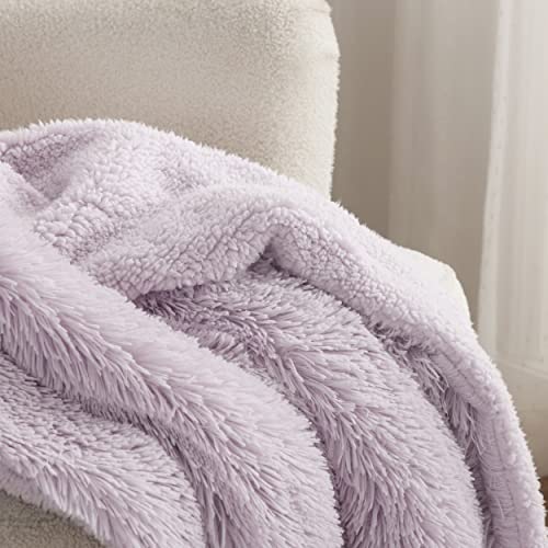Faux Fur Fluffy Sherpa Throw Blanket Couch Twin Lavender 60"x80" (09- Lavender / Twin (60" X 80"))