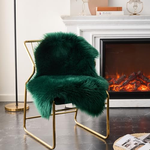 Ultra Soft Fluffy Shaggy Area Rug Faux Fur Rug Chair Cover Seat Pad Fuzzy Area Rug for Bedroom Floor Sofa Living Room (Darkgreen / 2' x 3' (Sheepskin))