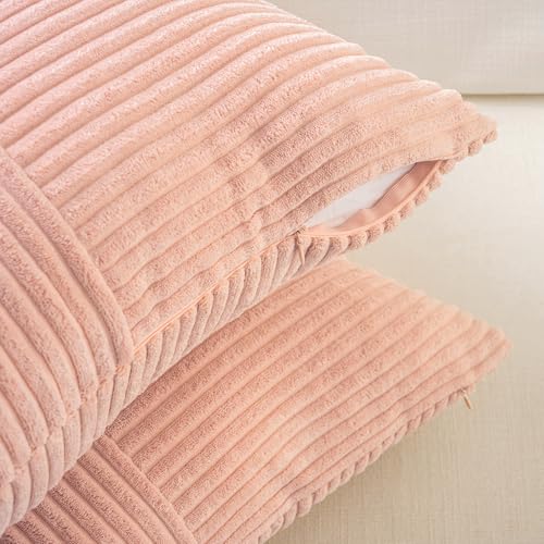 2 Packs Peach Samll Decorative Throw Pillow Covers 14x14 Inch with for Couch Bed Sofa (Peach / 14" x 14" (Pack of 2))