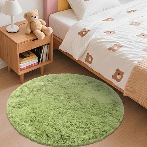 Grass Green Round Rugs for Bedroom (3 Ft Round / Grass Green)