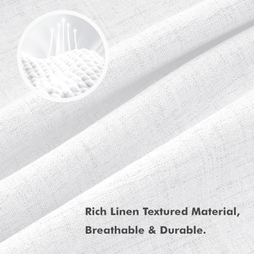 100% Blackout Linen Curtains 42 x 63 Inch Bright White 2 Panels (Bright White / 42"W x 63"L (Pack of 2))