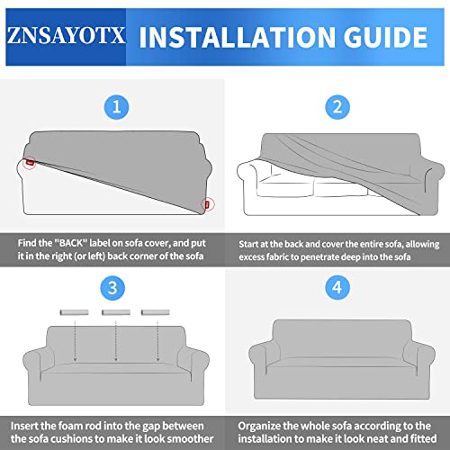 1 Piece Jacquard Couch Covers for 3 Cushion Couch High Stretch Sofa Cover for Pets Dogs Anti Slip Extra Large Sofa Slipcovers Furniture Protector (X-Large (91"-112") / New Pattern Light Grey)
