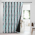 Moroccan 100% Blackout Sliding Door Curtains Aqua Grey 100x96 1 Set (Grommet | Aqua and Grey / 100"W x 96"L (Pack of 1))