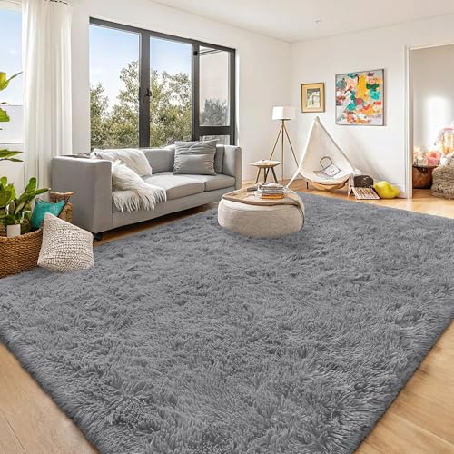 10x14 Machine Washable Large Area Rugs for Living Room (10x14 Ft / Light Grey)
