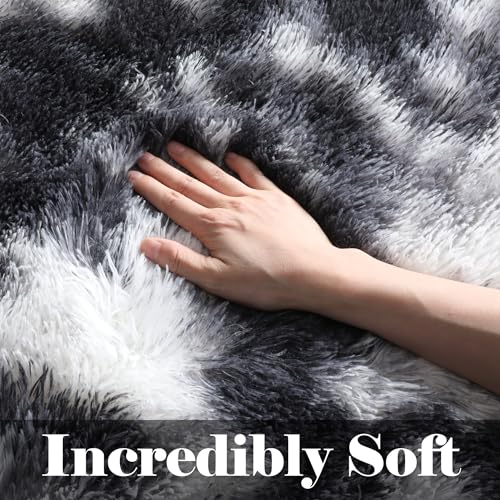 8x10 Area Rugs for Living Room (Tie-dyed Black & White / 8' x 10' (Rectangular))