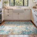 Area Rug 4x6 Blue Rug Washable Boho Rugs Non Slip Low Pile Abstract Small Carpet for Entryway (Blue / 4' x 6' (Rectangular))