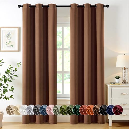Blackout Curtains for Bedroom 2 Panels 40 x 84 Inch Cappuccino Brown (Cappuccino Brown / 40"W x 84"L (Pack of 2))