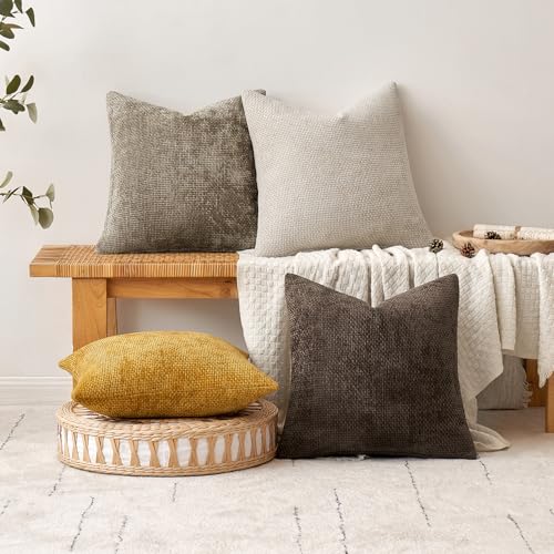 Decorative Couch Throw Pillow Covers 20x20 in Mustard Yellow 2 Pack (20" x 20" (Pack of 2) / Gold)