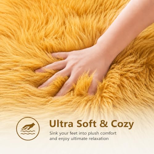 Faux Sheepskin Rug (Yellow / 4' x 6' (Rectangular))