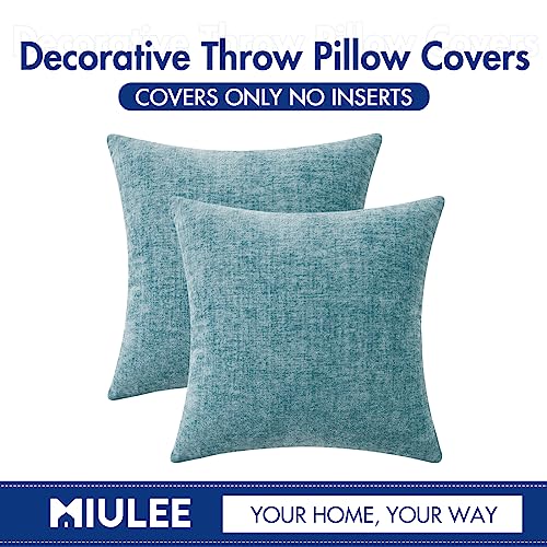 Soft Chenille Throw Pillow Covers Smoke Blue 16x16 Inch Pack of 2 (16" x 16" (Pack of 2) / Smoke Blue)