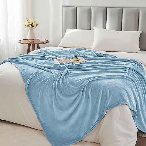 Fleece Blanket Soft Plush Throw for Couch Washed Blue 50"x60" (Washed Blue / Throw(50"x60"))