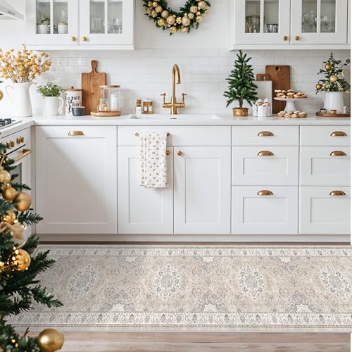 Hallway Washable Runner Rug (2' x 10' (Rectangular) / Beige)
