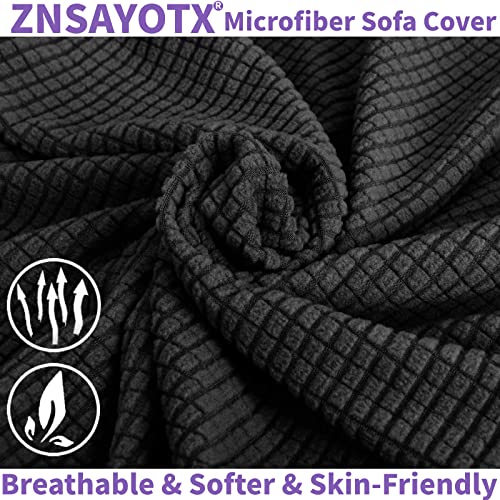 Stretch Oversized Couch Cover Universal Sofa Covers for Living Room Dogs Pet Furniture Protector Spandex Extra Large Sofa Slipcovers with Anti Slip Foam Sticks (Black / X-Large (92"-115"))