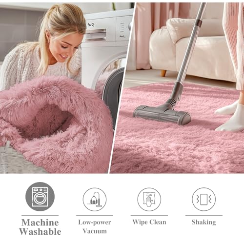 Pale Pink Round Rugs for Bedroom (9 Ft Round / Pale Pink)