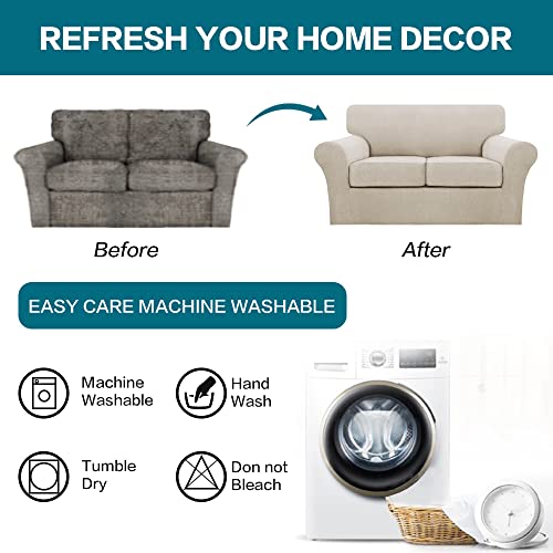 3 Piece Sofa Covers for 2 Cushion Couch Sofa Slipcover Soft Couch Cover for Dogs (Loveseat (2 Cushion) / Island Fossi)