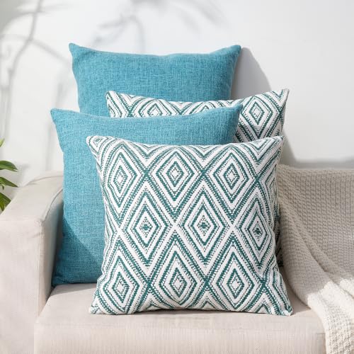 Throw Pillow Covers 18x18 (Aqua / 18" x 18" (Pack of 4))