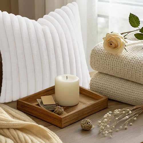 Fall Faux Fur Throw Pillow Covers 16x16 Set of 2 White (White / 16" x 16" (Pack of 2))