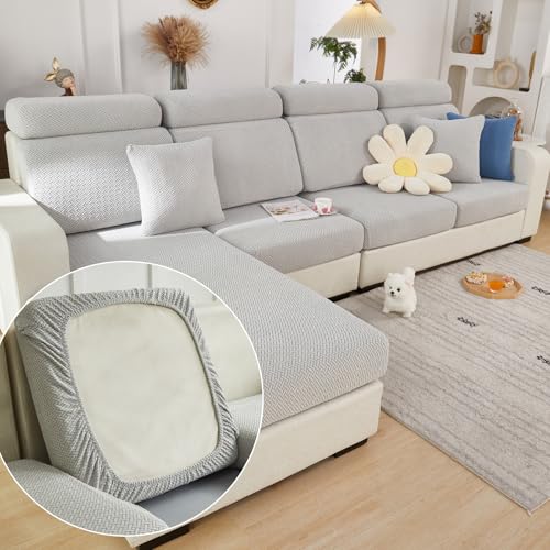 Couch Cushion Covers for Sofa Couch Covers Wear (Texture-light Gray / Large Triple Seat Cover)