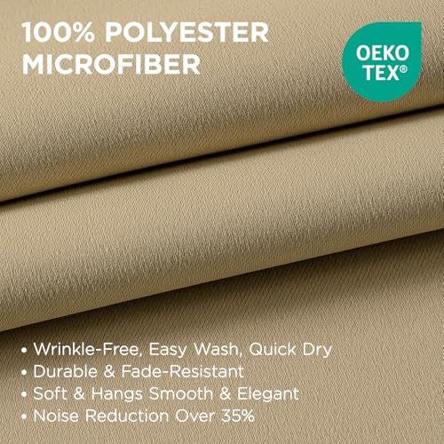 Long Blackout Curtains for Bedroom 108 Inch 1 Panel with Grommet (Beige / 70"W x 108"L (Pack of 1))