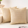 Pack of 2 Corduroy Decorative Throw Pillow Covers 18x18 Inch (Beige / 18" x 18" (Pack of 2))