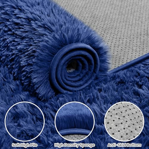 8x10 Fluffy Shag Area Rugs for Living Room Bedroom (Blue / 8' x 10' (Rectangular))