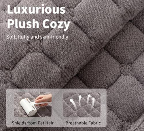 Sectional Velvet Couch Covers for 2 Seats (Dark Grey / 1PC/35.4"x63"/Loveseat & Short "L" Part)