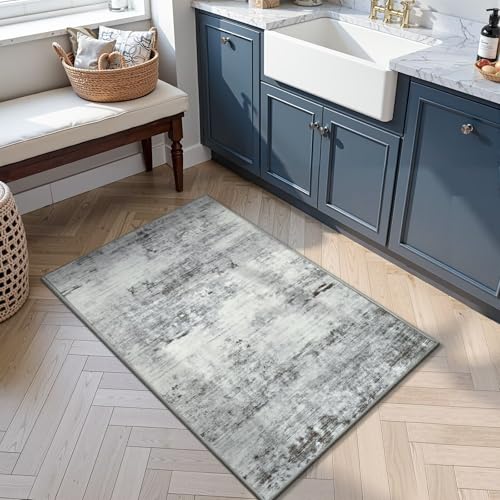 Washable 2x3 Grey Area Rug with Non (Light Neutral Gray / 2' x 3' (Rectangular))