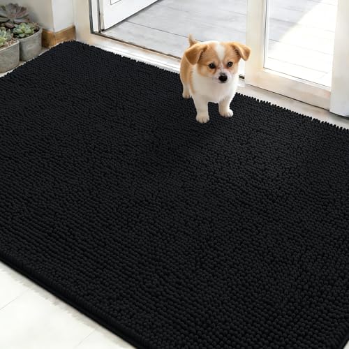Dog Door Mat for Muddy Paws 50x30 (Black / 50" X 30")