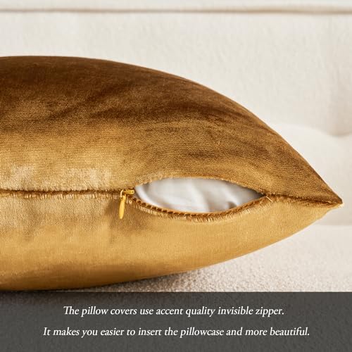 12x20 Inch Lumbar Velvet Throw Pillow Covers Dark Gold (20" x 12" (Pack of 2) / Dark Gold)