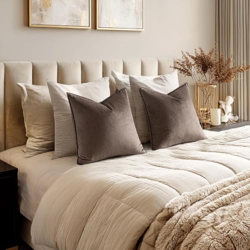 Decorative Dark Coffee Velvet Euro Sham Throw Pillow Covers 28x28 in (28" x 28" (Pack of 2) / Dark Coffee)