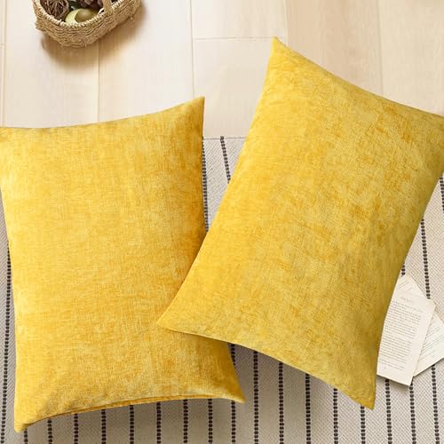 Decorative Throw Pillow Covers 26 X 20 Inches Mustard Yellow (26" x 20" (Pack of 2) / Mustard Yellow)