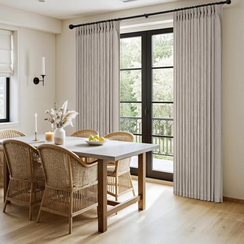 Pinch Pleated Thick Linen Curtains 90 Inches Taupe Window Curtains (Taupe / 40"W x 90"L (Pack of 2))