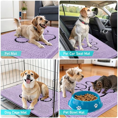Dog Door Mat for Muddy Paws 30x20 (Lavender / 30" X 20")