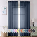 2 Piece Dark Blue Extra Long Sheer Curtains 120 Inch Length (40"W x 120"L (Pack of 2) / Navy Blue)