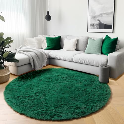 Dark Green Round Area Rugs 5ft (Dark Green / 5' (Round))