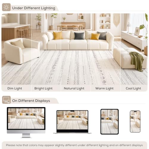 7x10 Area Rug Living Room (Boho Grey / 7' X 10' (Rectangular))