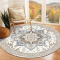 Soft Area Rugs 5' (5' (Round) / Cream White & Blue)