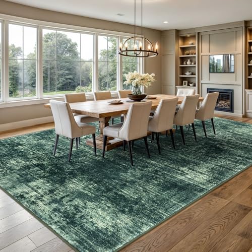Abstract Area Rugs 9x12 Ft Washable Large Rugs for Living Room (Dark Green / 9' x 12' (Rectangular))