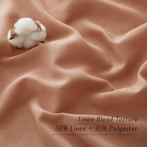 Terracotta Linen Kitchen Curtains 36 inch Length (Terracotta / 55"W x 36"L (Pack of 2))