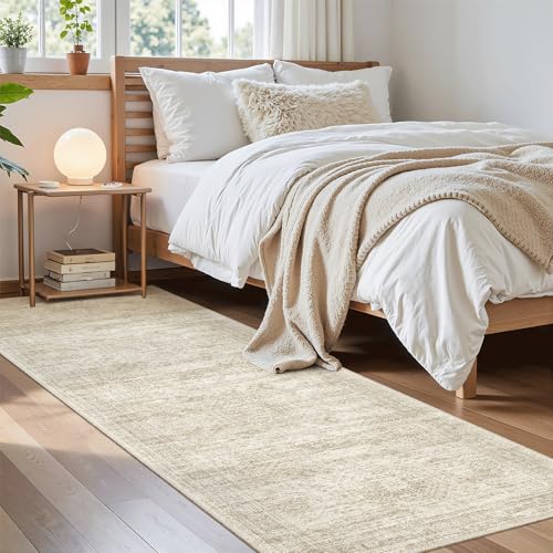 Washable Runner Rug 2'6"x8' Kitchen Hallway Runners Beige (Beige / 2'6" x 8' (Runner))