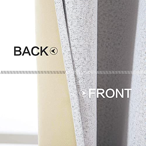 100% Blackout Linen Curtains for Bedroom 52x120 Inches Grayish White (Grayish White / 52"W x 120"L (Pack of 2))