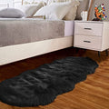 Black Fluffy Runner Rug 2x6 for Bedroom Faux Sheepksin Fur Fuzzy Furry Bedside Rug Shaggy Plush Soft Sheepskin (2' x 6' (Sheepskin) / Black)