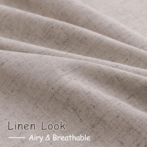 Brownish Grey Linen Curtains for Living Room 86 Inches Long Back Tab Light Filtering Semi Sheer Curtain Modern Farmhouse Decor for Bedroom Office Luxury Textured Drapes 52x86 (52"W x 86"L (Pack of 2) / Brownish Grey)