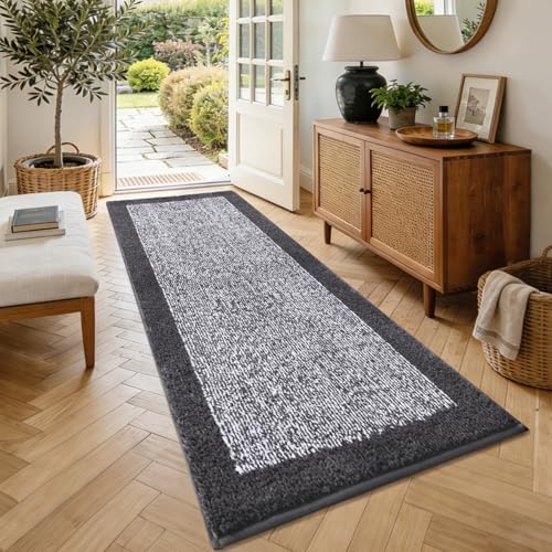 70x24 Bathroom Rugs Non Slip Washable (Dark Grey / 2' x 5'10" (Rectangular))