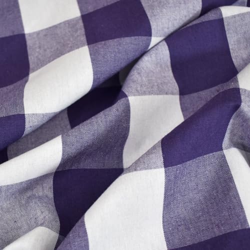 Short Christmas Curtains For Windows Treatment Buffalo Check Plaid Valances Gingham 2 Pack Tiers Rod Pocket Purple and white Decor Over Sink For Kitchen (34"W x 24"L (Pack of 2) / Purple and White)