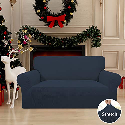 Stretch Loveseat Couch Covers Washable Dark Blue (Medium Loveseat / Dark Blue)