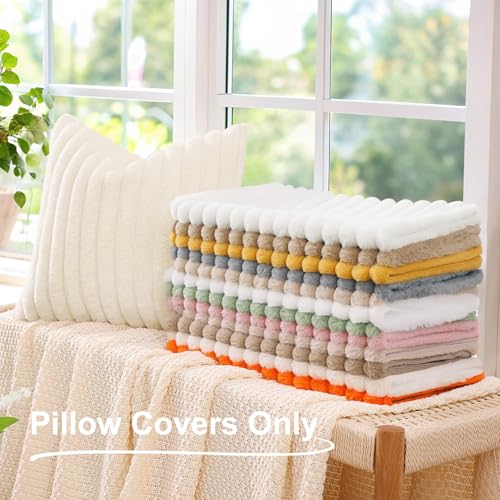 Fall Faux Fur Throw Pillow Covers 22x22 Set of 2 Christmas Green (Christmas Green / 22" x 22" (Pack of 2))