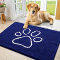 Dog Door Mat for Muddy Paws (36"X24" / Navy Blue and White)