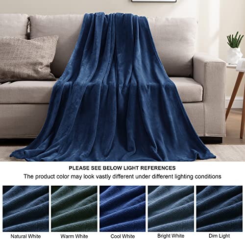 Fleece Blanket Soft Plush King Size Bed Blanket Navy 108"x90" (Navy / King(108"x90"))